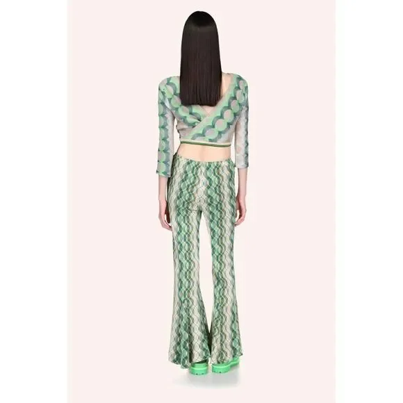 NWT☘️ Anna Sui Green maximalist print Wrap Top blouse sexy Free People sweater M - Picture 4 of 11